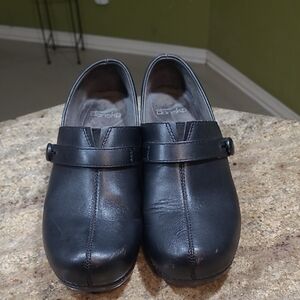 Dansko Solstice Black Leather Clogs/Slip On Shoes Size EU40 / US 9.5-10